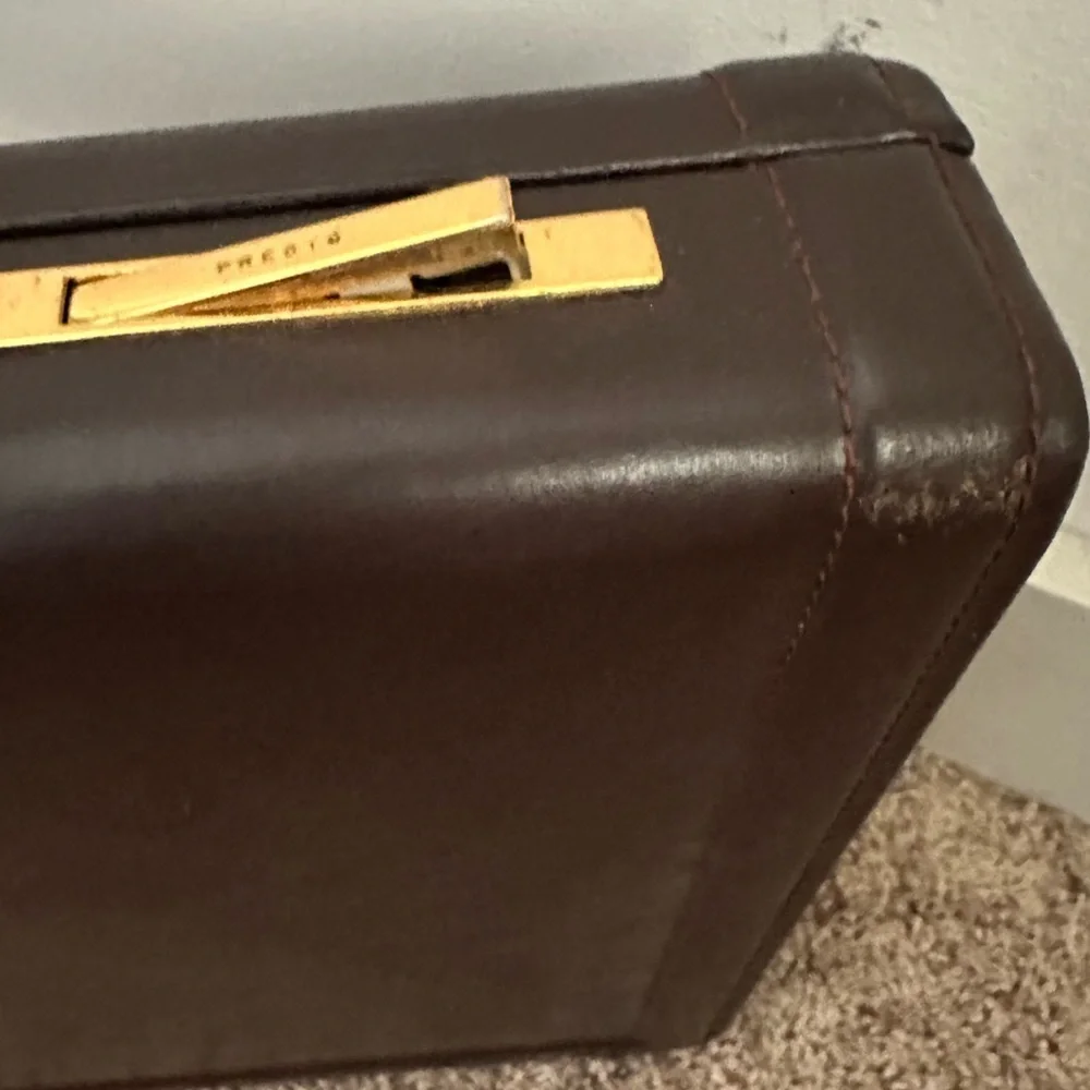 Vintage Brown leather Presto briefcase chocolate brown leather w/ gold hardware